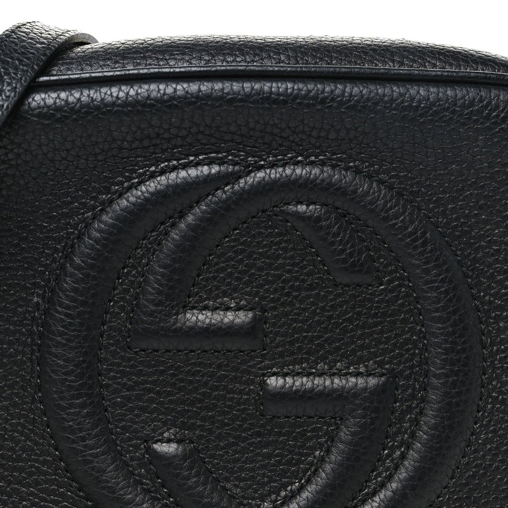 Pebbled Calfskin Small Soho Disco Bag Black