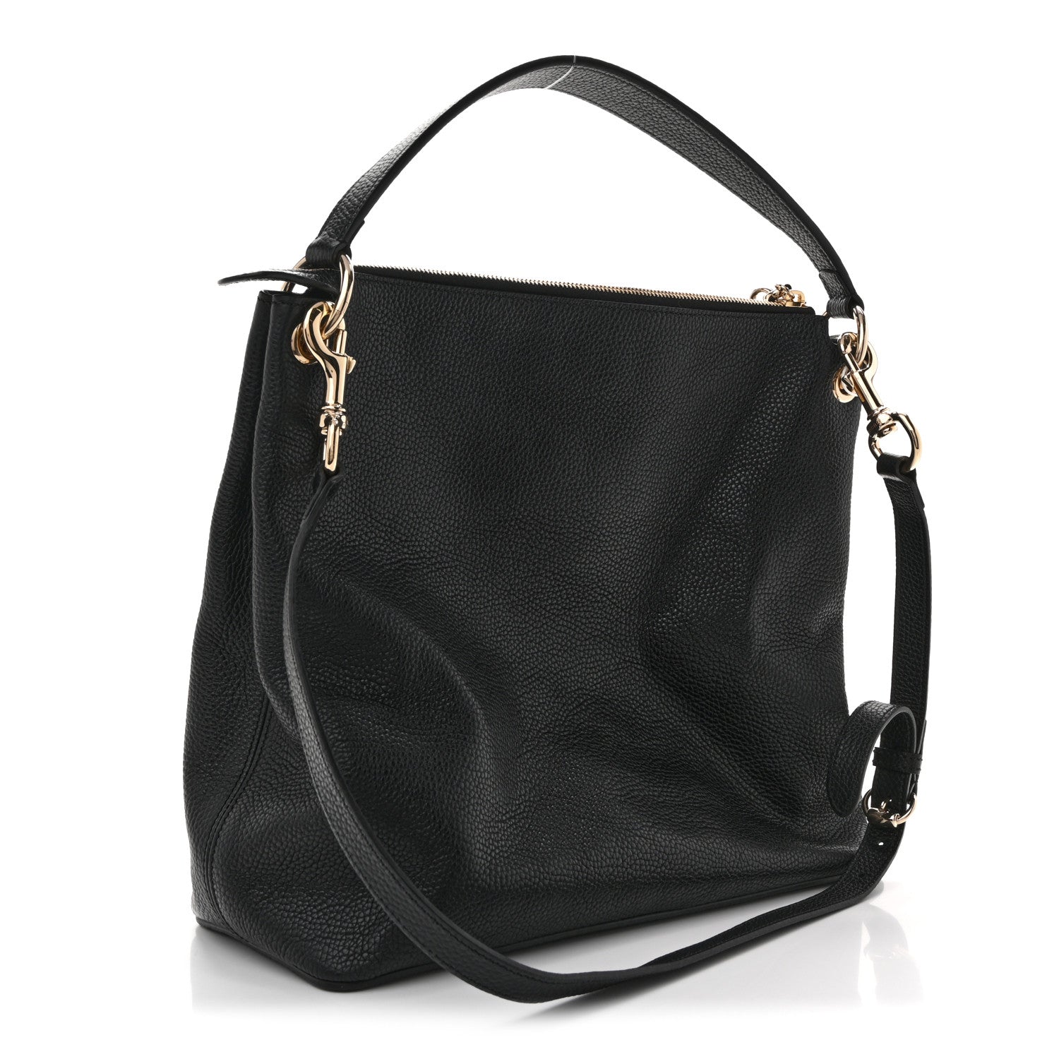 Pebbled Calfskin Large Soho Hobo Black