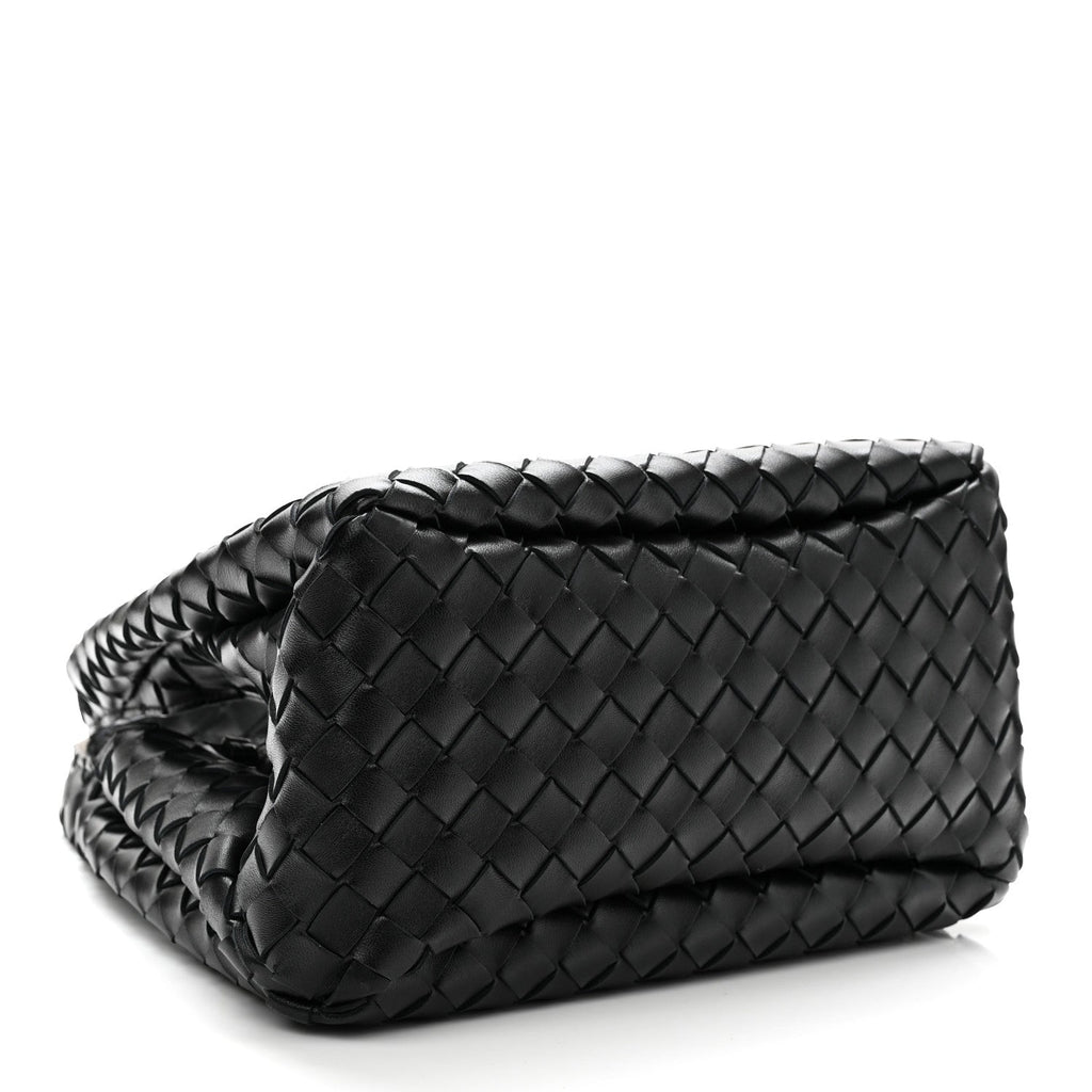 Nappa Intrecciato Small Campana Shoulder Bag Black