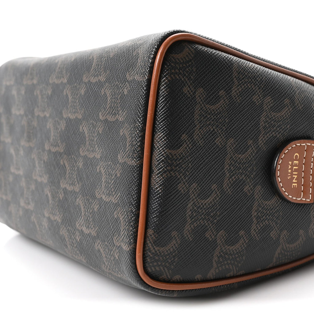 Triomphe Canvas Calfskin Small Boston Bag Tan