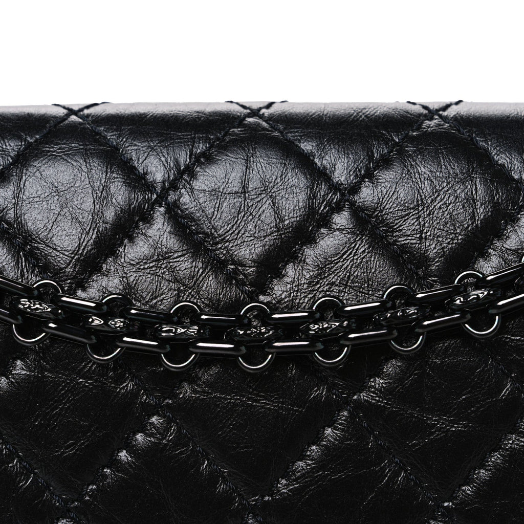 Aged Calfskin Quilted 2.55 Reissue 225 Flap  So Black