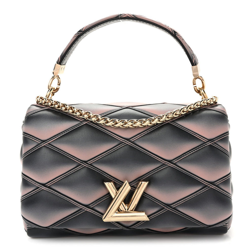 Lambskin Malletage Top Handle GO-14 MM Black Pink
