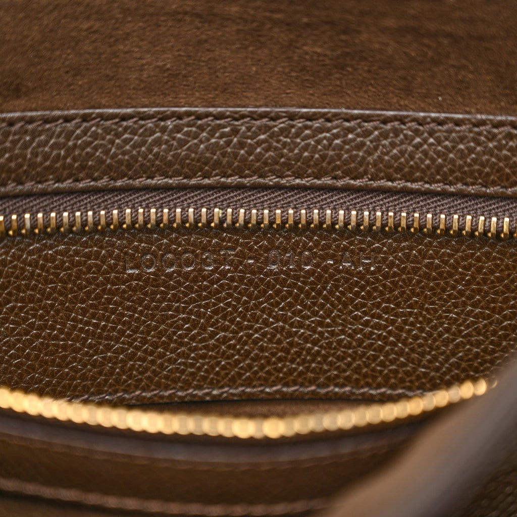 Grained Calfskin Large Jennifer Crossbody Bag Brown