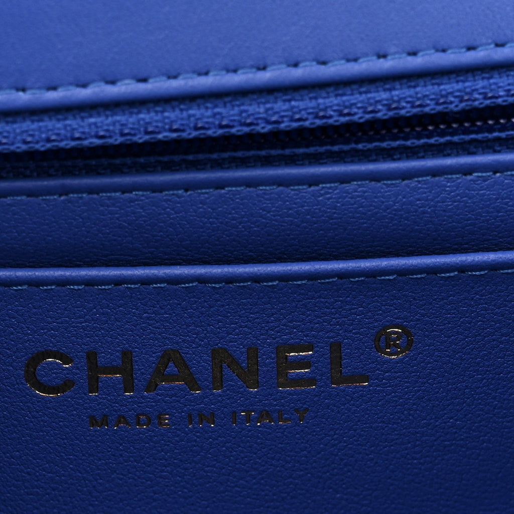 Lambskin Quilted Mini Hollywood Charms Rectangular Flap Blue