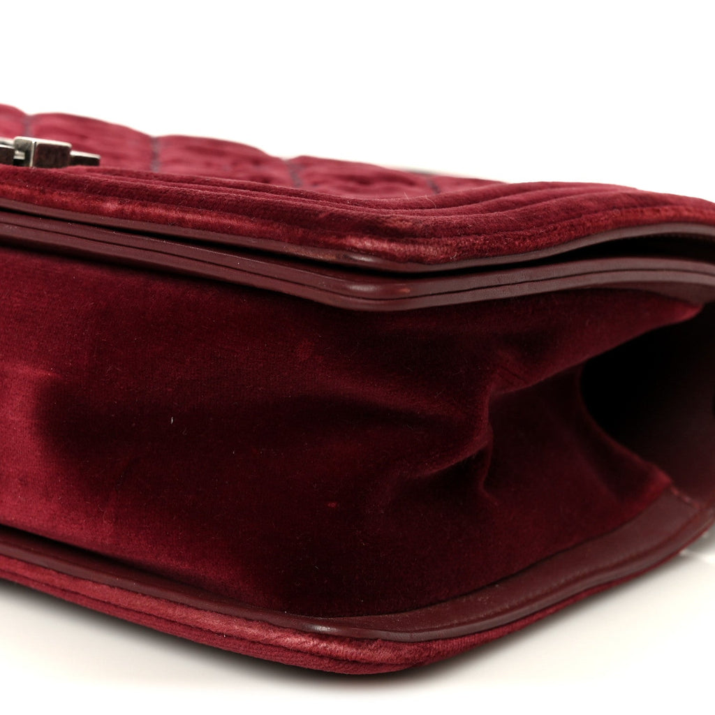 Velvet Tweed Quilted Medium Boy Flap Burgundy