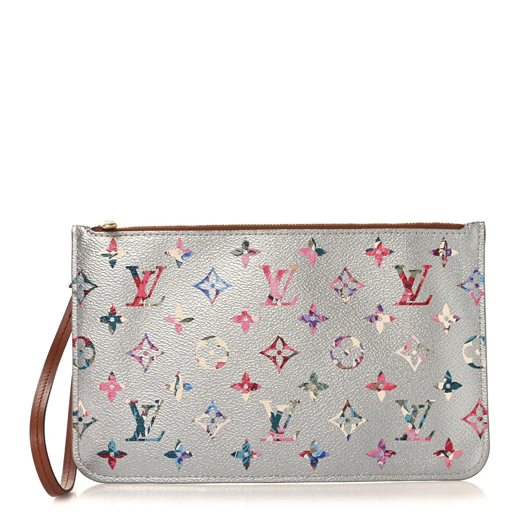 Metallic Monogram LV Garden Neverfull MM GM Pochette Silver