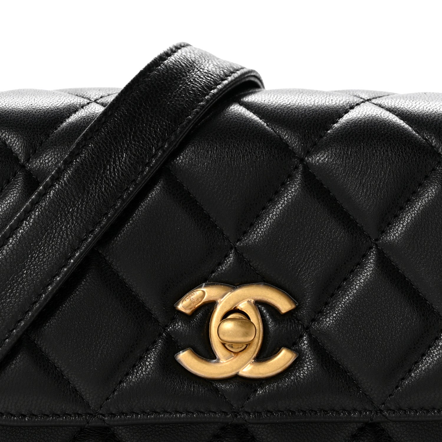 Lambskin Quilted Crossbody Flap Black