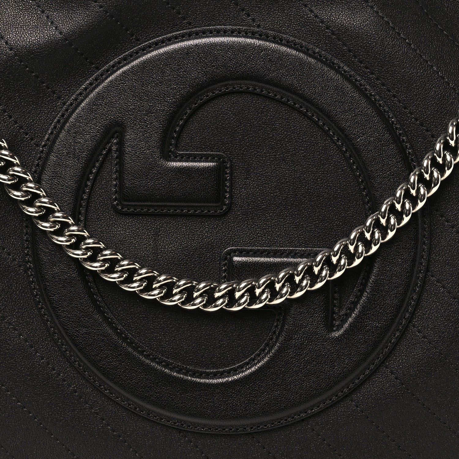 Sakai Be Green Calfskin Diagonal Stitched Medium Blondie Tote Black