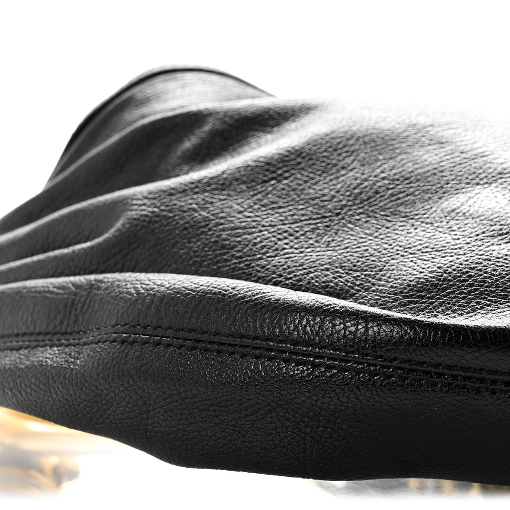 Grained Calfskin Small Bracelet Hobo Bag Black