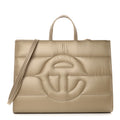 Nylon Large Puff Shopping Bag Cream