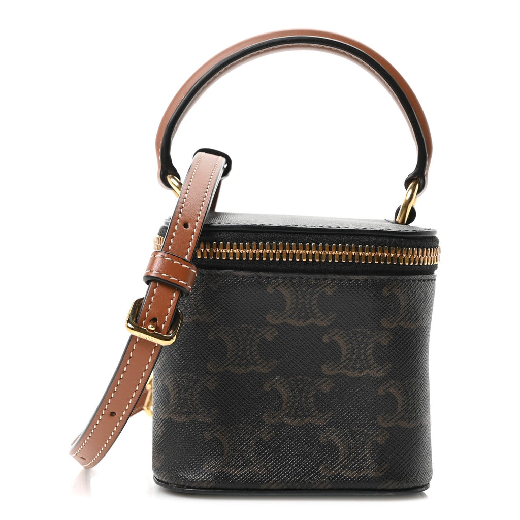 Triomphe Canvas Calfskin Mini Vanity Case Tan