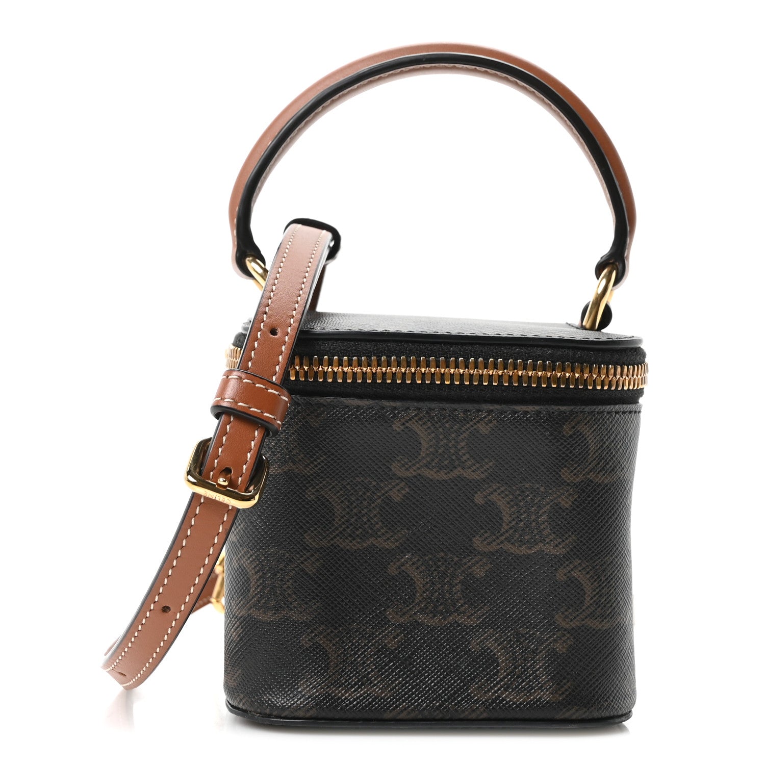 Triomphe Canvas Calfskin Mini Vanity Case Tan