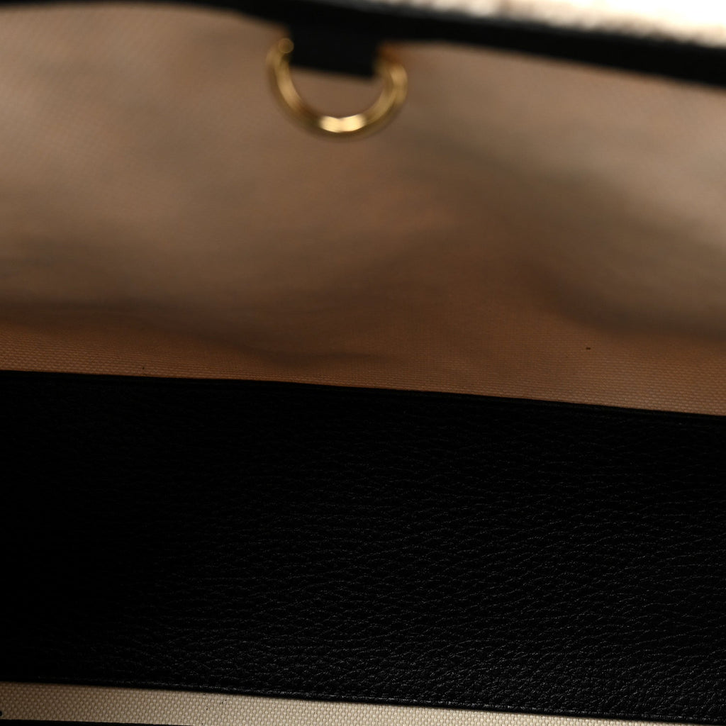Grained Calfskin Boucle Urban Essentials Small Shopping Bag Ecru Black