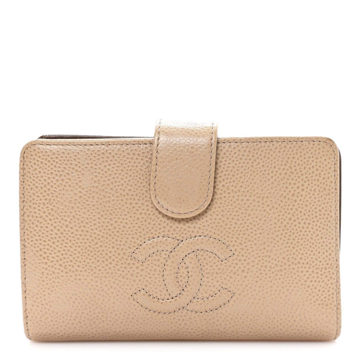 Caviar Timeless CC French Wallet Beige