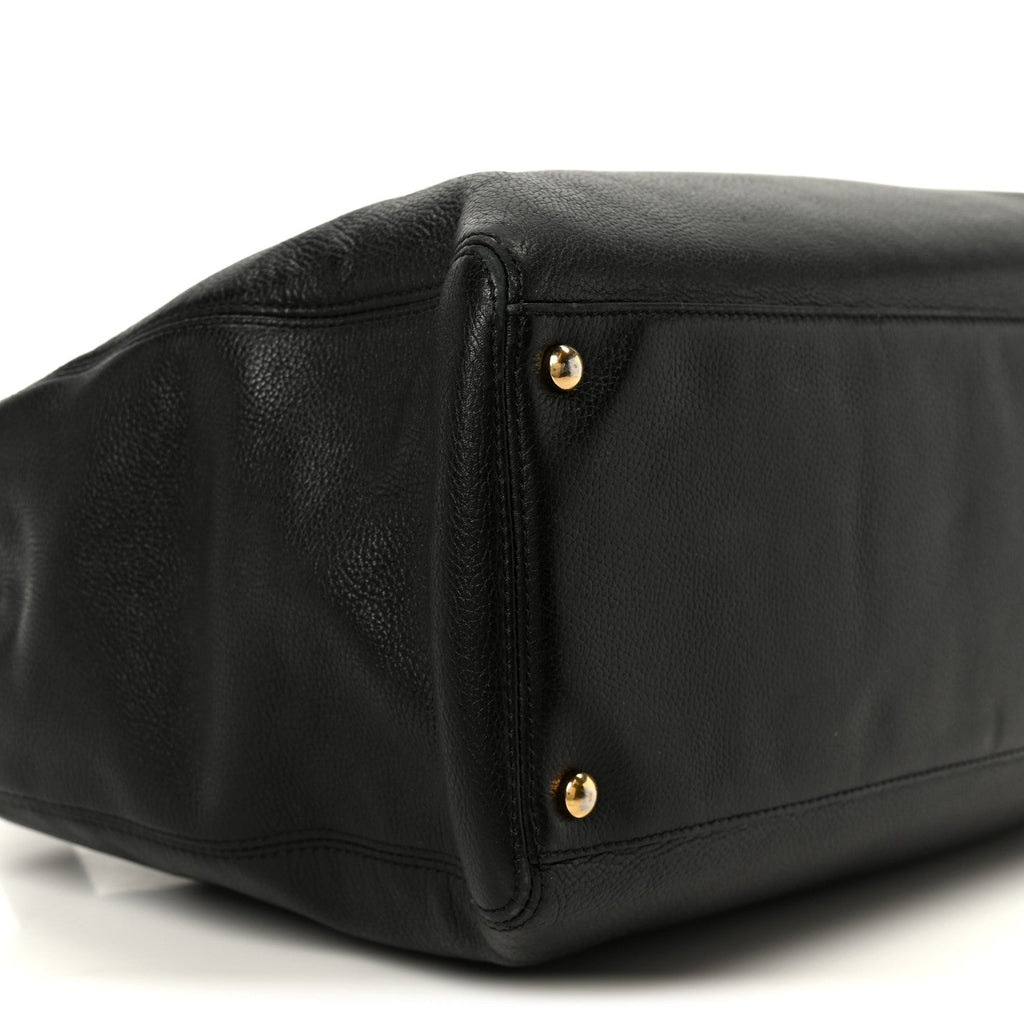 Calfskin Cerf Executive Shopper Tote Black