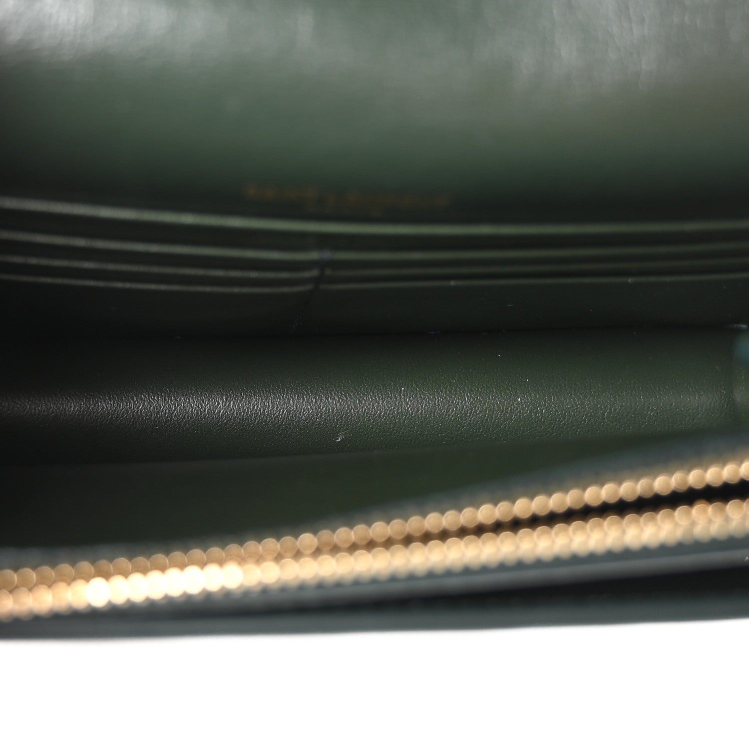Calfskin Monogram Sunset Chain Wallet New Vert Fonce
