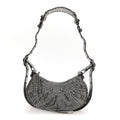 Rhinestone Encrusted Le Cagole Shoulder Bag XS Silver