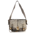 Metallic Pebbled Lambskin Paddington Satchel Grey