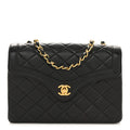 Lambskin Quilted Small Single Flap Black