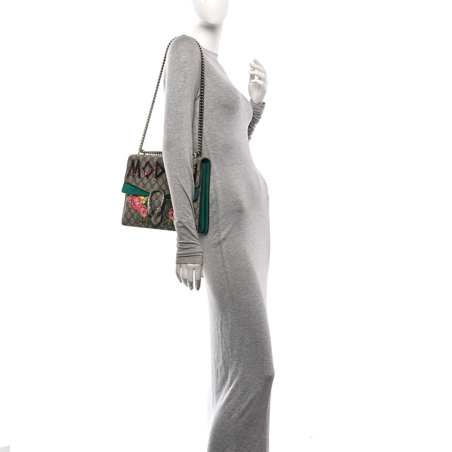GG Supreme Monogram Embroidered Medium Dionysus Shoulder Bag Emerald