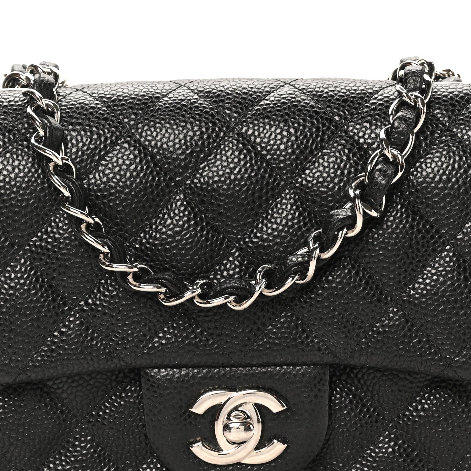 Caviar Quilted Mini Square Flap Black