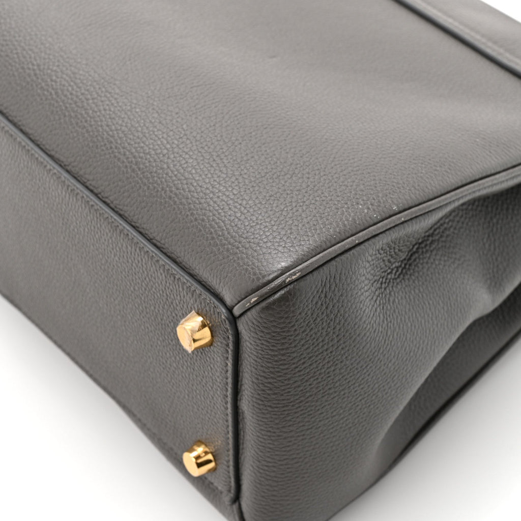 Grained Calfskin Classique Medium 16 Top Handle Bag Grey