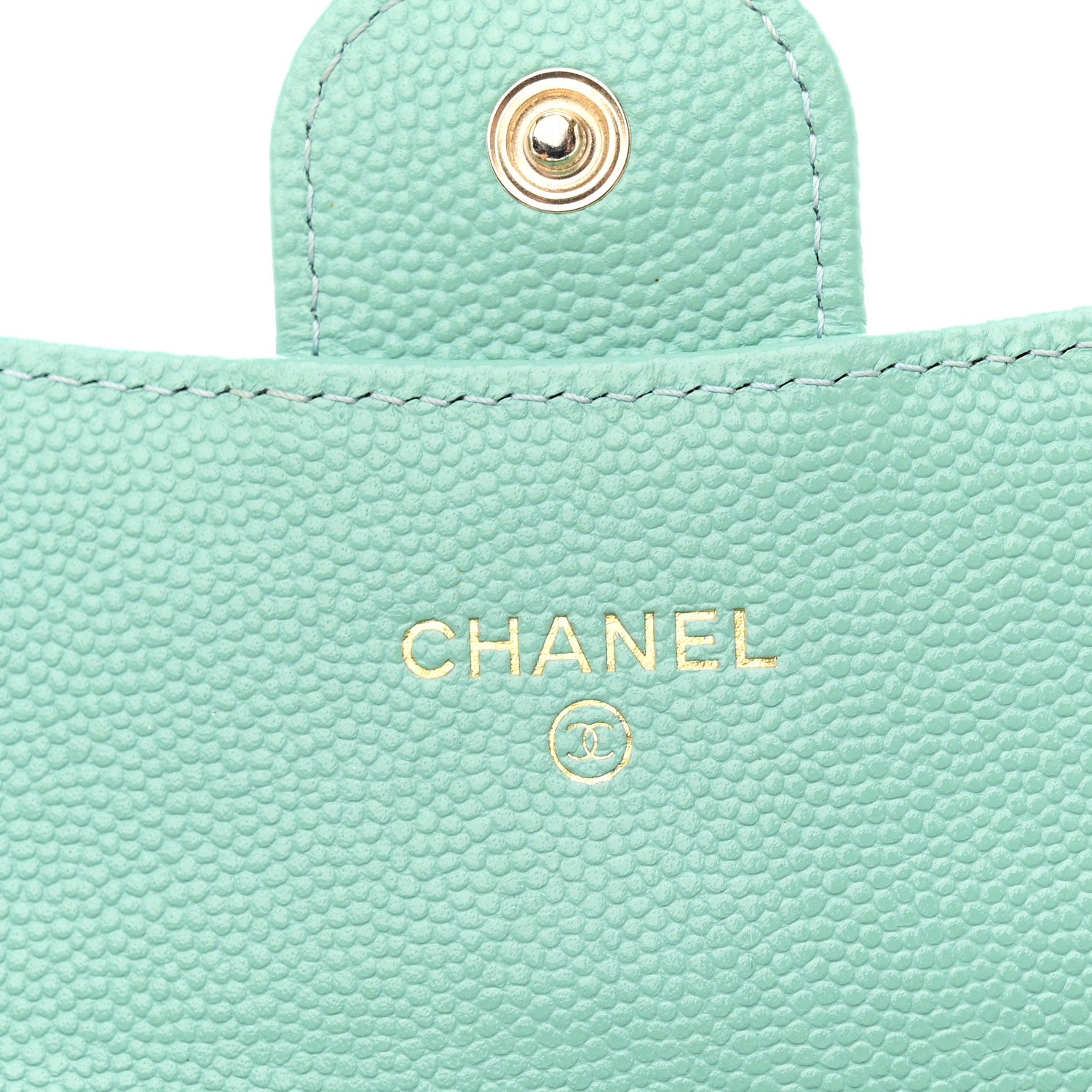 Caviar Quilted Large Gusset Flap Wallet Light Green
