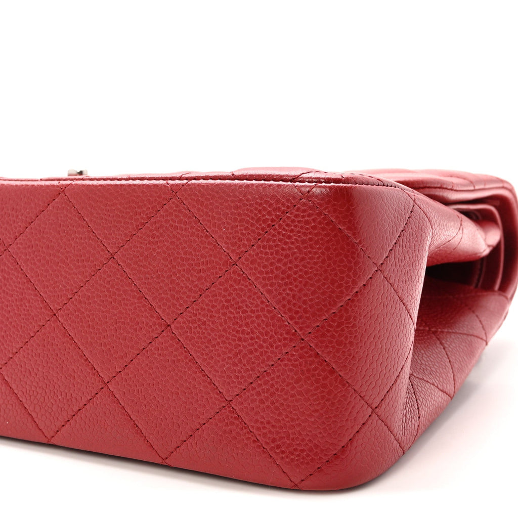 Caviar Quilted Jumbo Double Flap Red