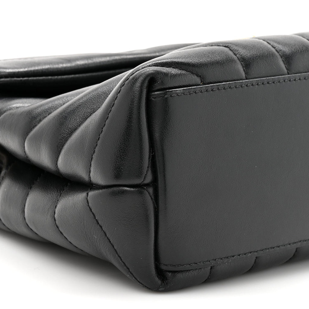 Calfskin Y Quilted Monogram Small Loulou Chain Satchel Black Black
