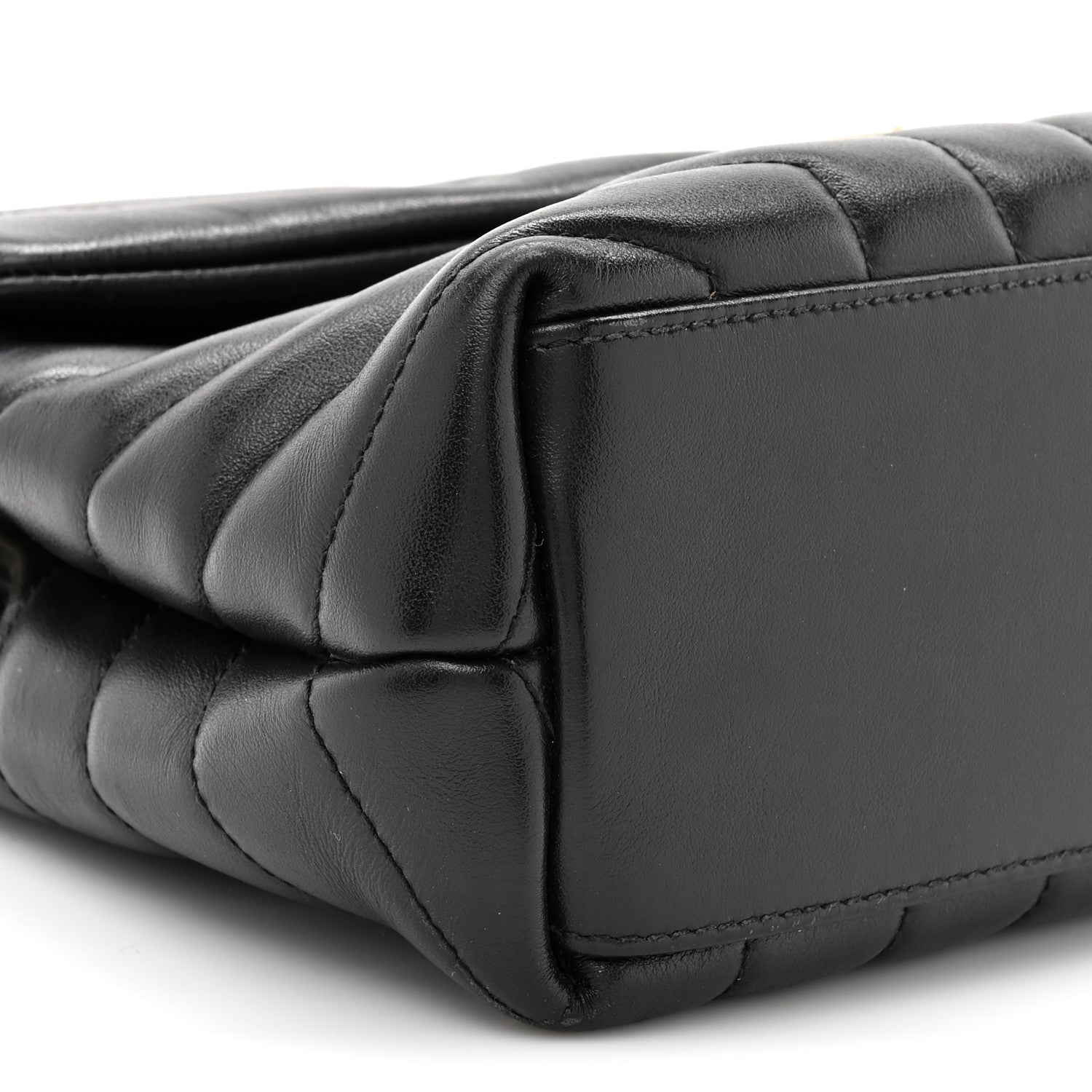 Calfskin Y Quilted Monogram Small Loulou Chain Satchel Black Black