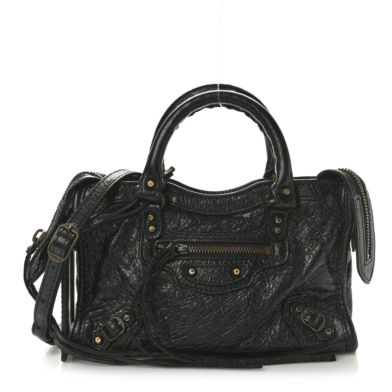 Agneau Classic Gold Hardware Nano City Black