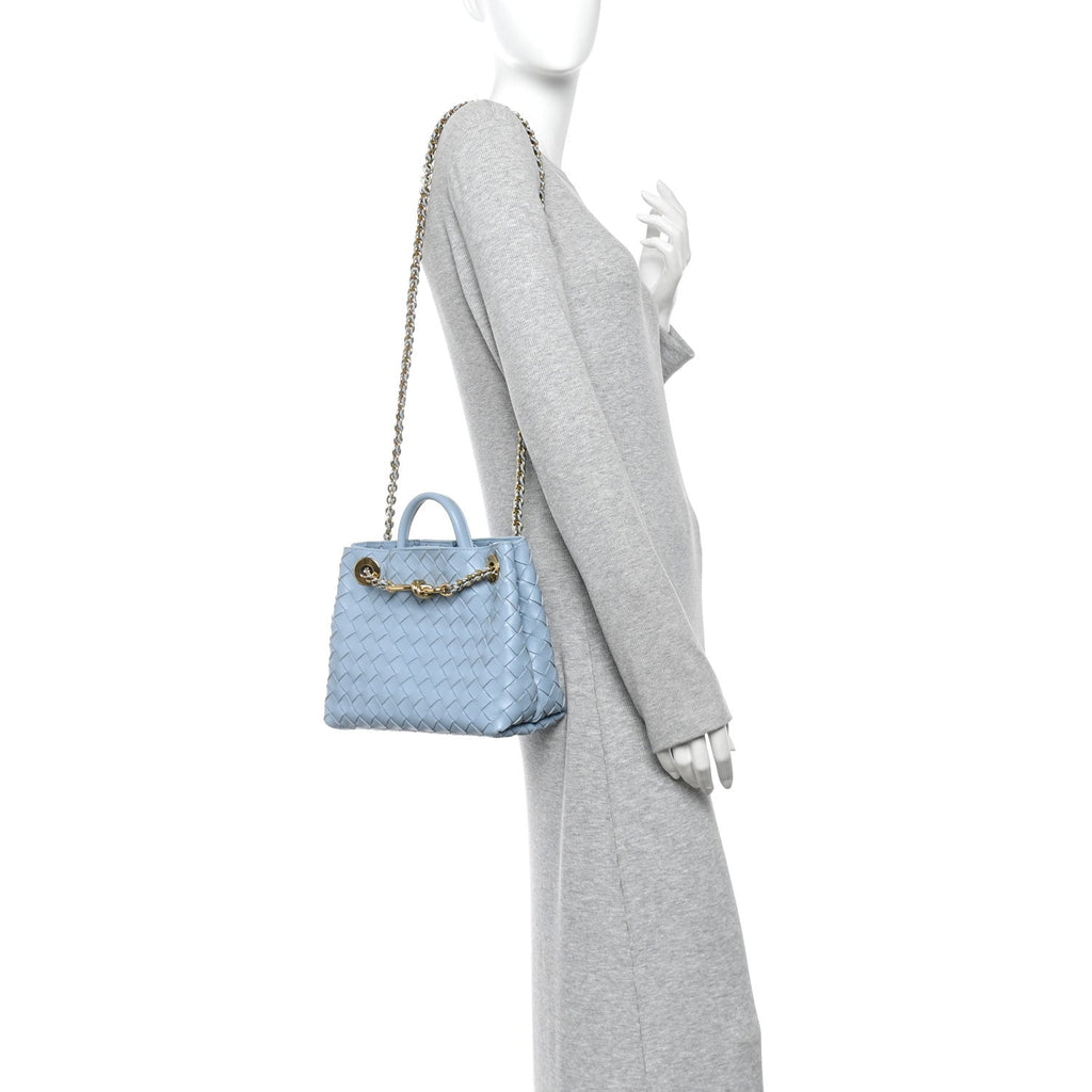 Nappa Intrecciato Small Andiamo With Chain Shoulder Bag Ice