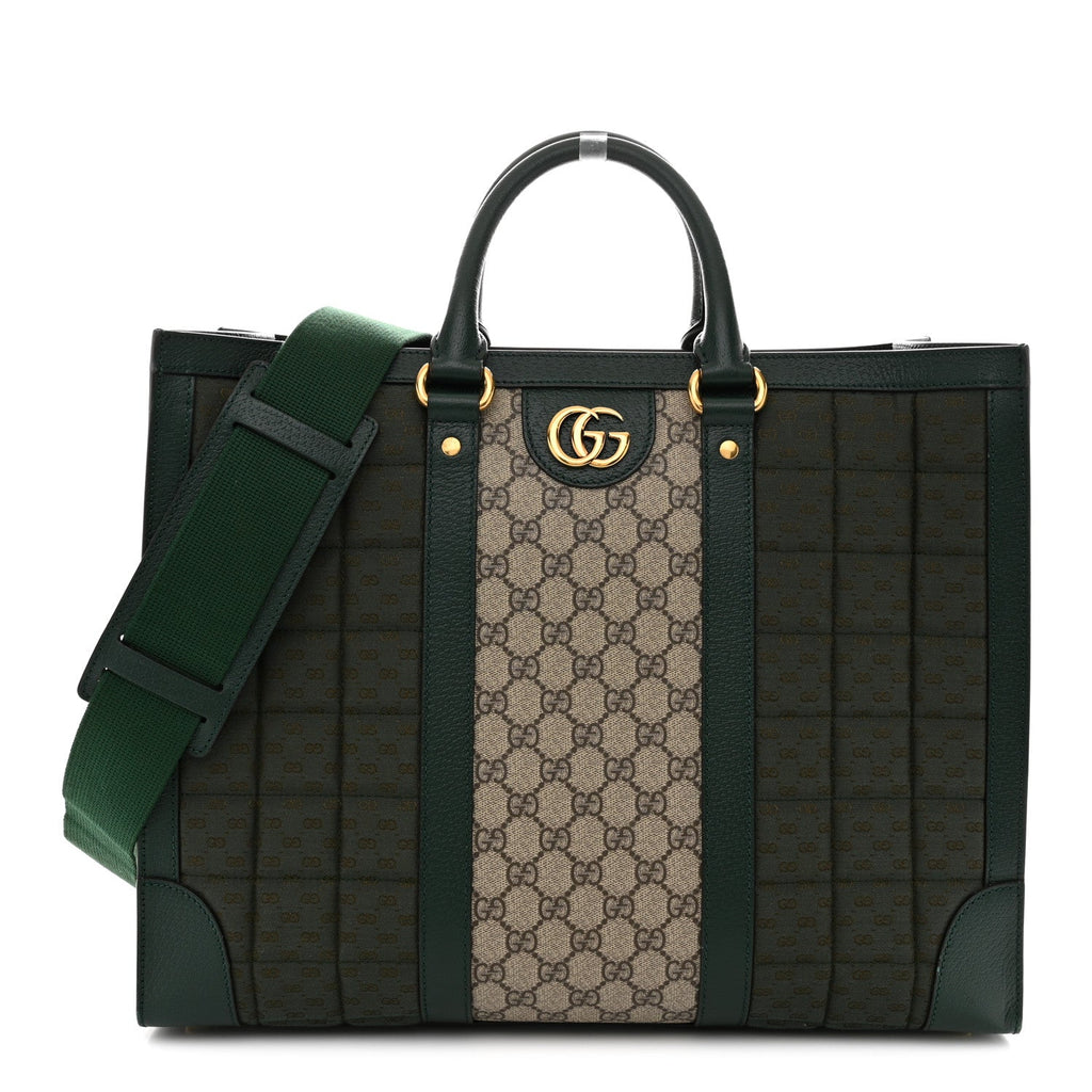 Monogram GG Mignon Textured Dollar Calfskin GG Supreme Monogram Quilted Mini GG Large Tote Bag Green Beige Ebony
