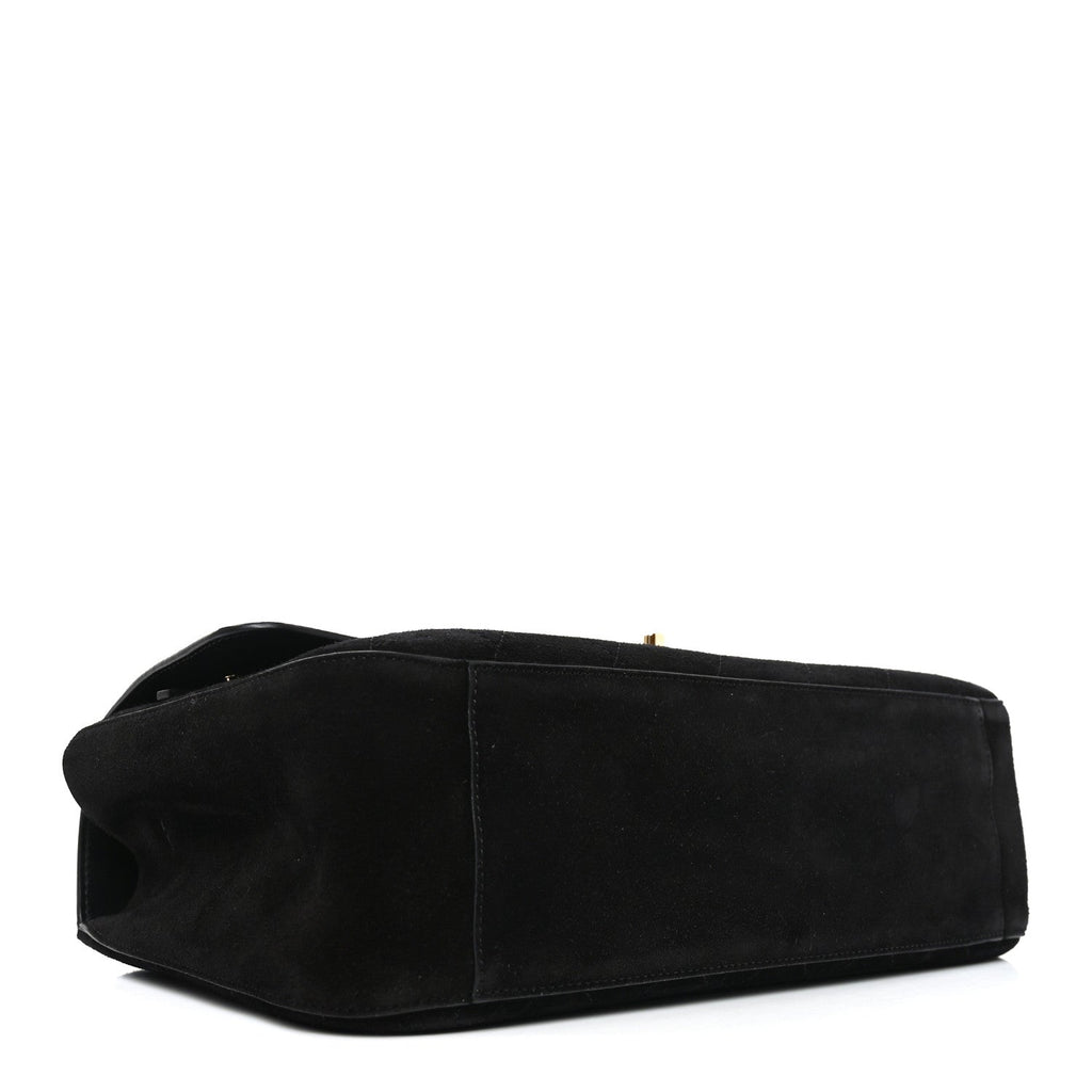 Suede Calfskin Small Souplissimo Maxi Flap Black Black