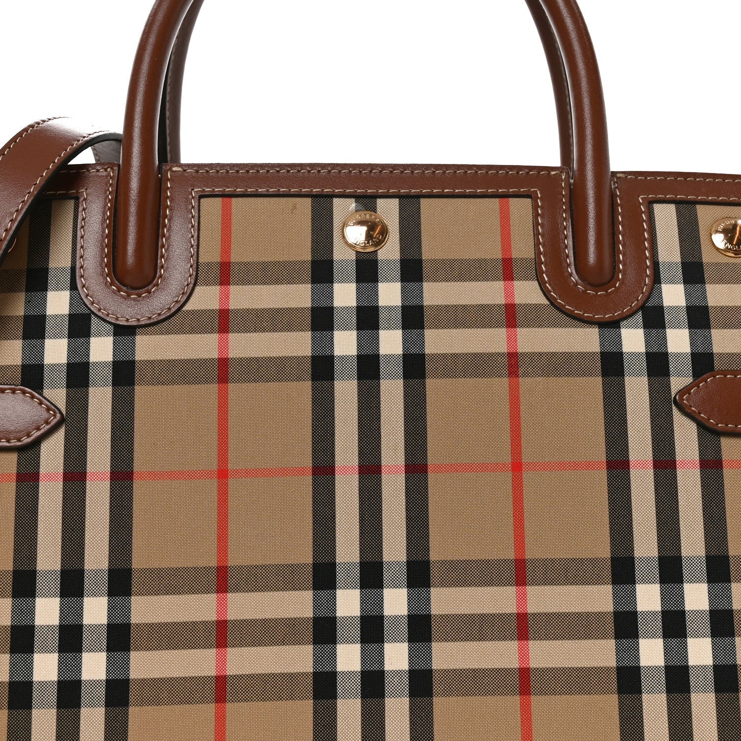 Calfskin Vintage Check Two Handle Title Bag Archive Beige