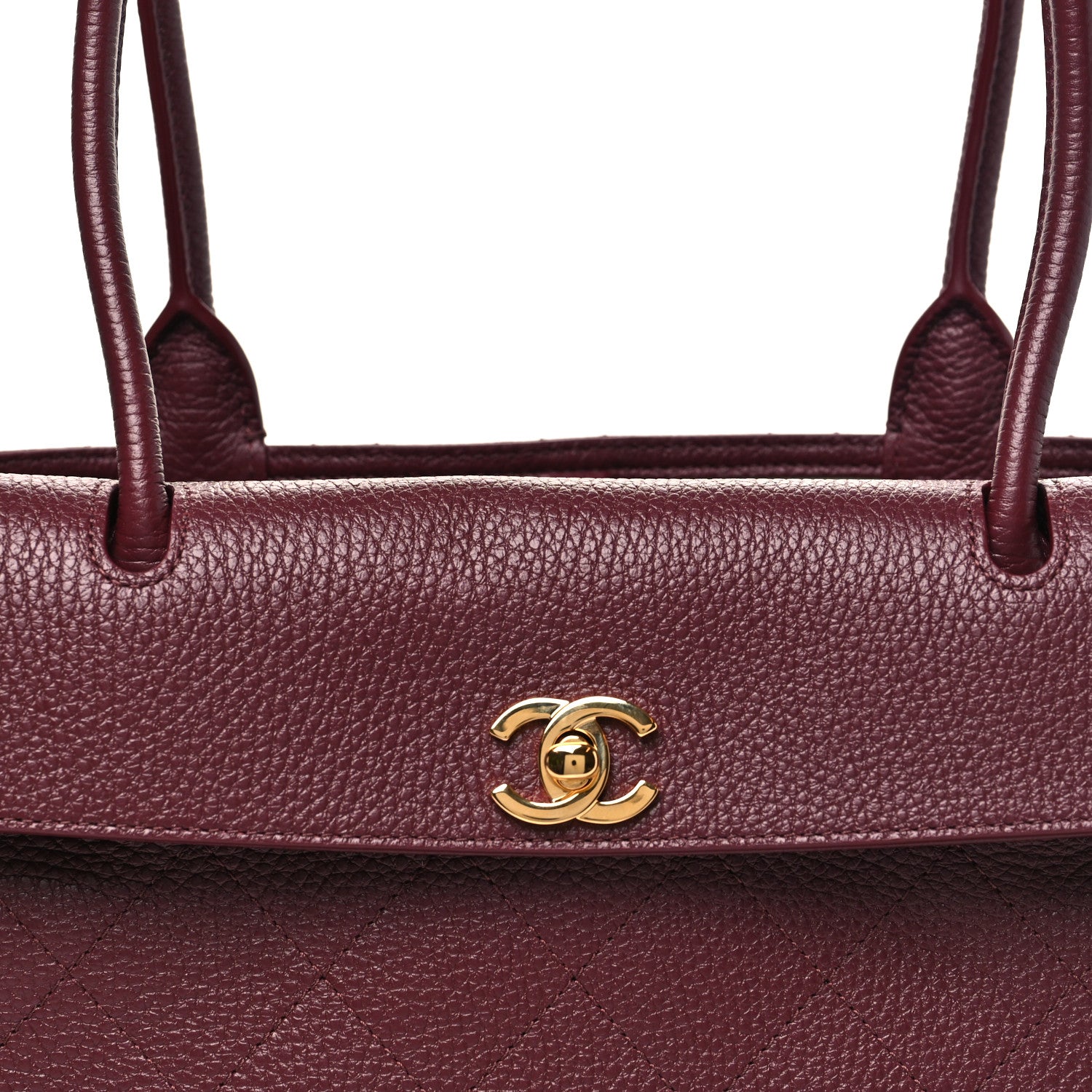 Grained Calfskin Stitched Urban Essentials Small Shopping Bag Burgundy