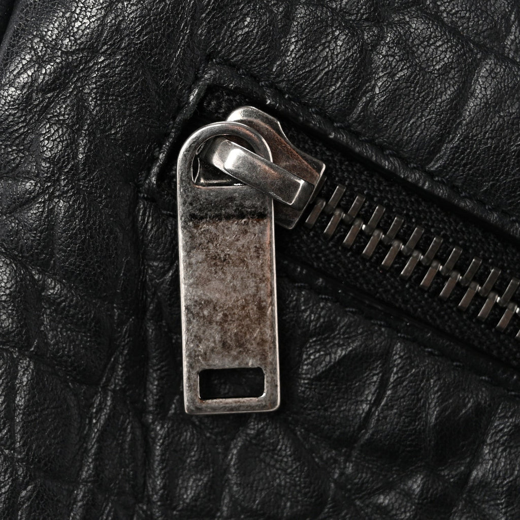 Calfskin Crocodile Embossed Medium West Hollywood Monogram Fold-Over Black