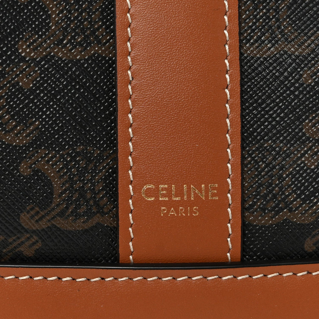 Triomphe Canvas Calfskin Small Bucket Bag Tan Tan