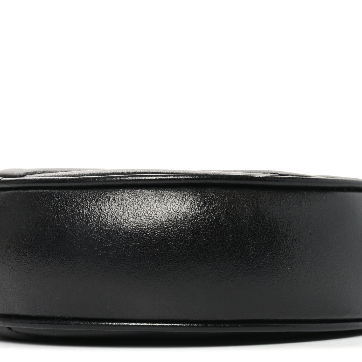 Calfskin Matelasse Chevron Round Vinyle Camera Bag Black