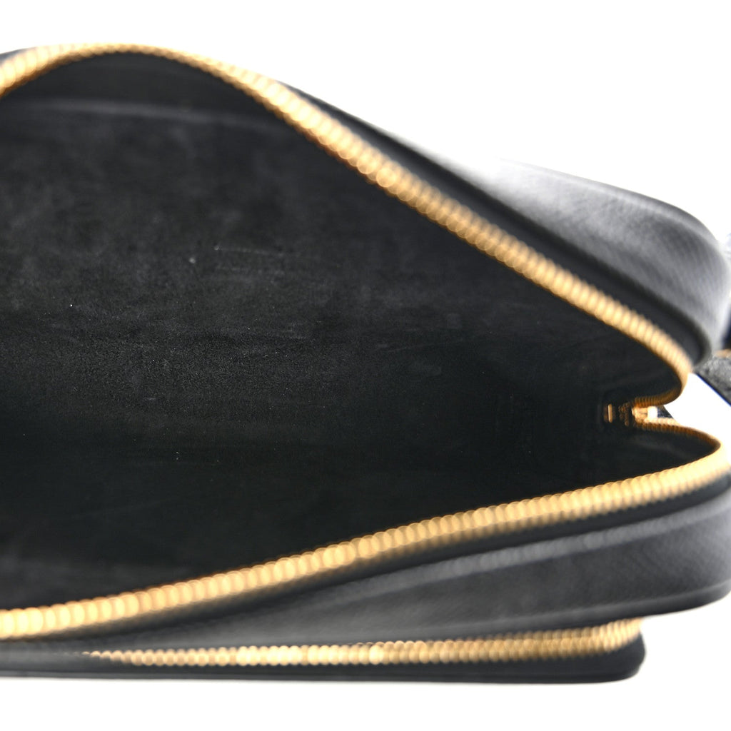 Grained Calfskin Caro Double Pouch Black Black