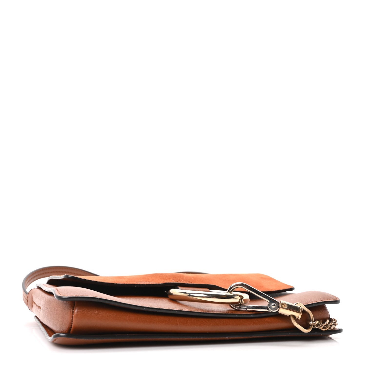 Suede Calfskin Small Faye Shoulder Bag Tobacco