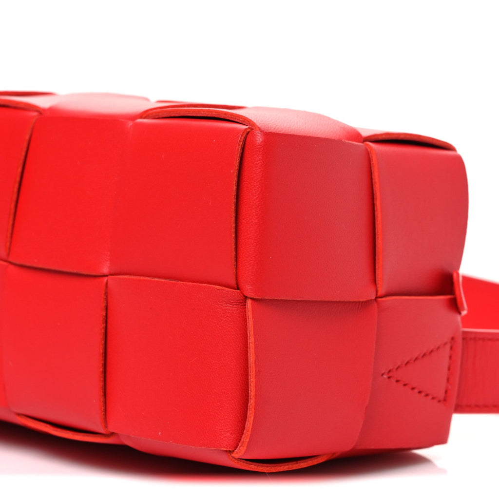 Lambskin Maxi Intrecciato Small Brick Cassette Bag Redstone
