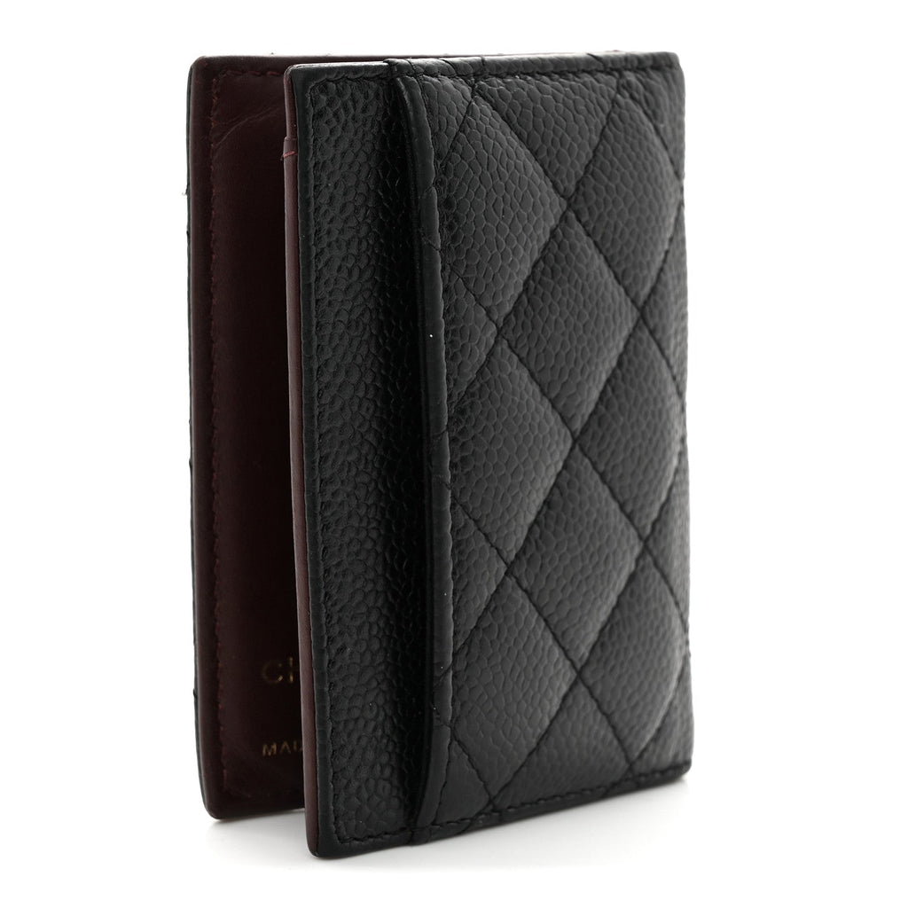 Caviar Quilted Card Holder Wallet Black