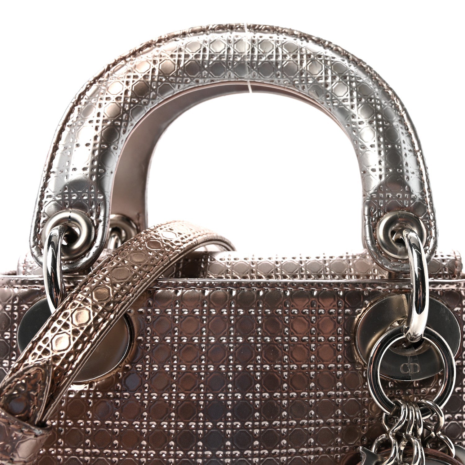 Metallic Patent Micro-Cannage Mini Lady Dior  Hyper Pink
