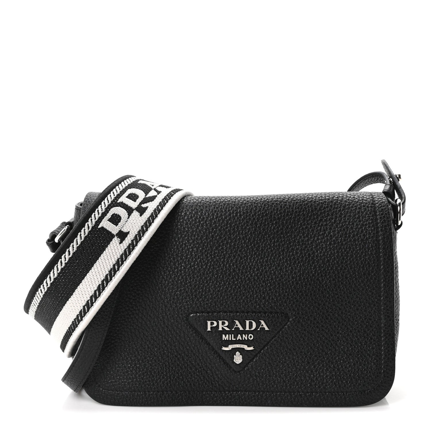 Vitello Daino Soft Flap Crossbody Black
