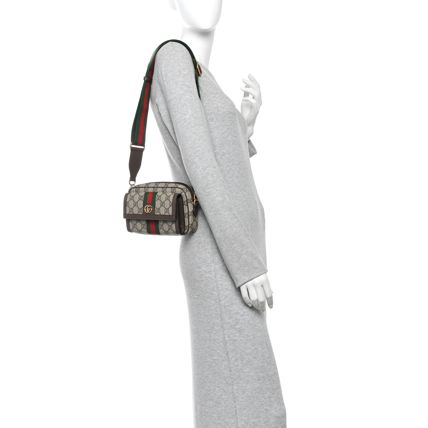 GG Supreme Monogram Web Mini Ophidia Bag Beige Ebony