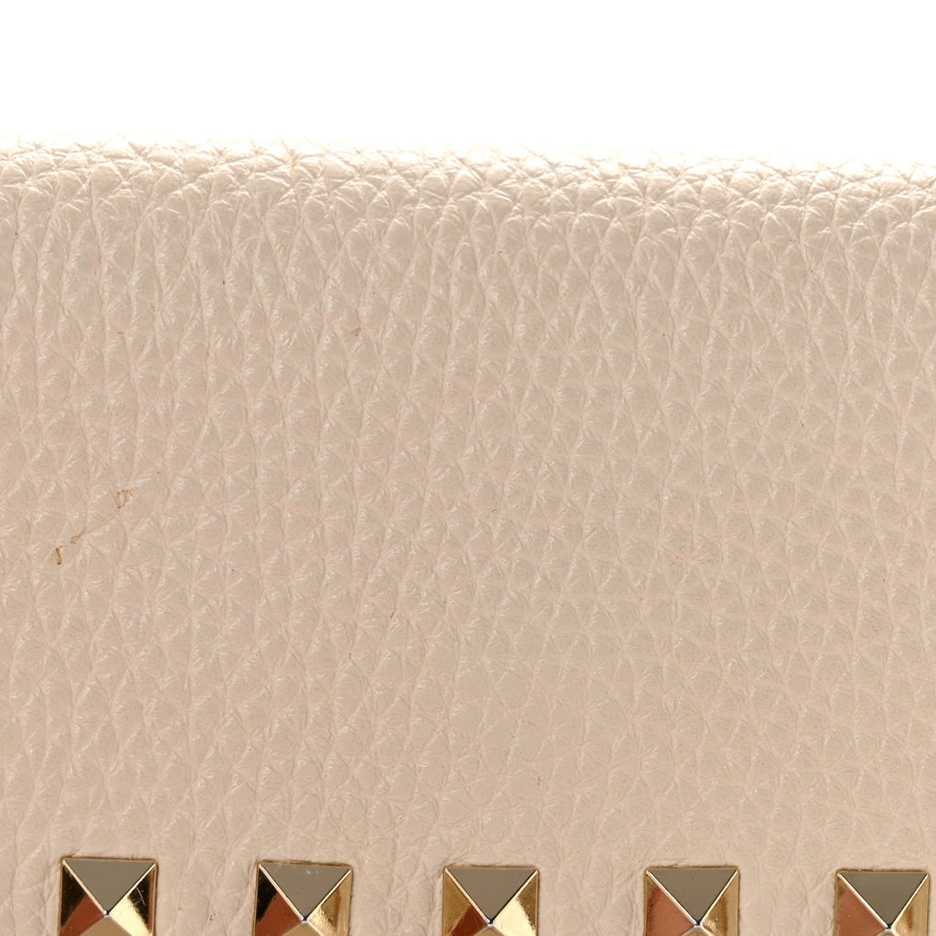 Grainy Calfskin Rockstud Crossbody Pouch Light Ivory