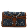 New Denim GG Monogram Dollar Calfskin Enamel Super Mini Dionysus Shoulder Bag Blue Tea Cuir Epilog Electric Blue