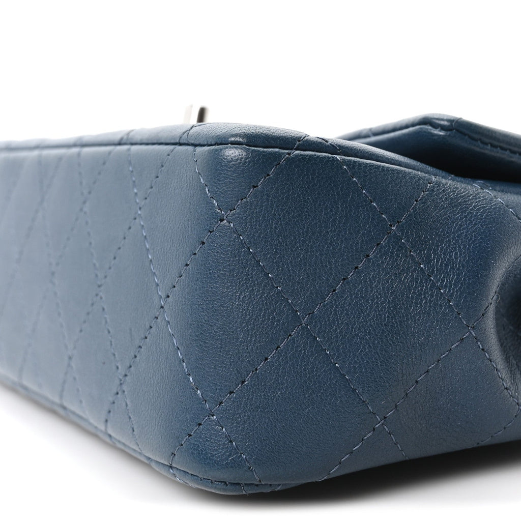 Lambskin Quilted Mini Rectangular Flap Blue