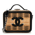 Raffia Patent Small CC Filigree Vanity Case Black